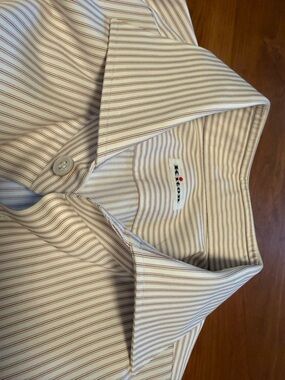 Kiton Men's Stripe Shirt in white and  light Brown stripes .